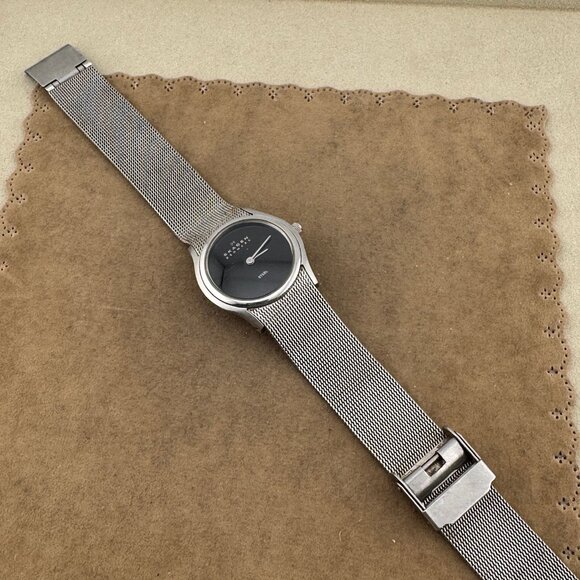 Skagen of Denmark Vintage Stainless Steel Watch Black Dial 6.2 MM Super Slim main image 6